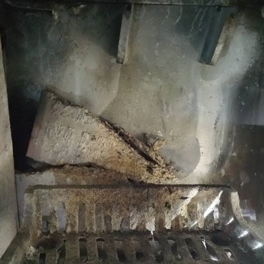 damaged fireplace panel